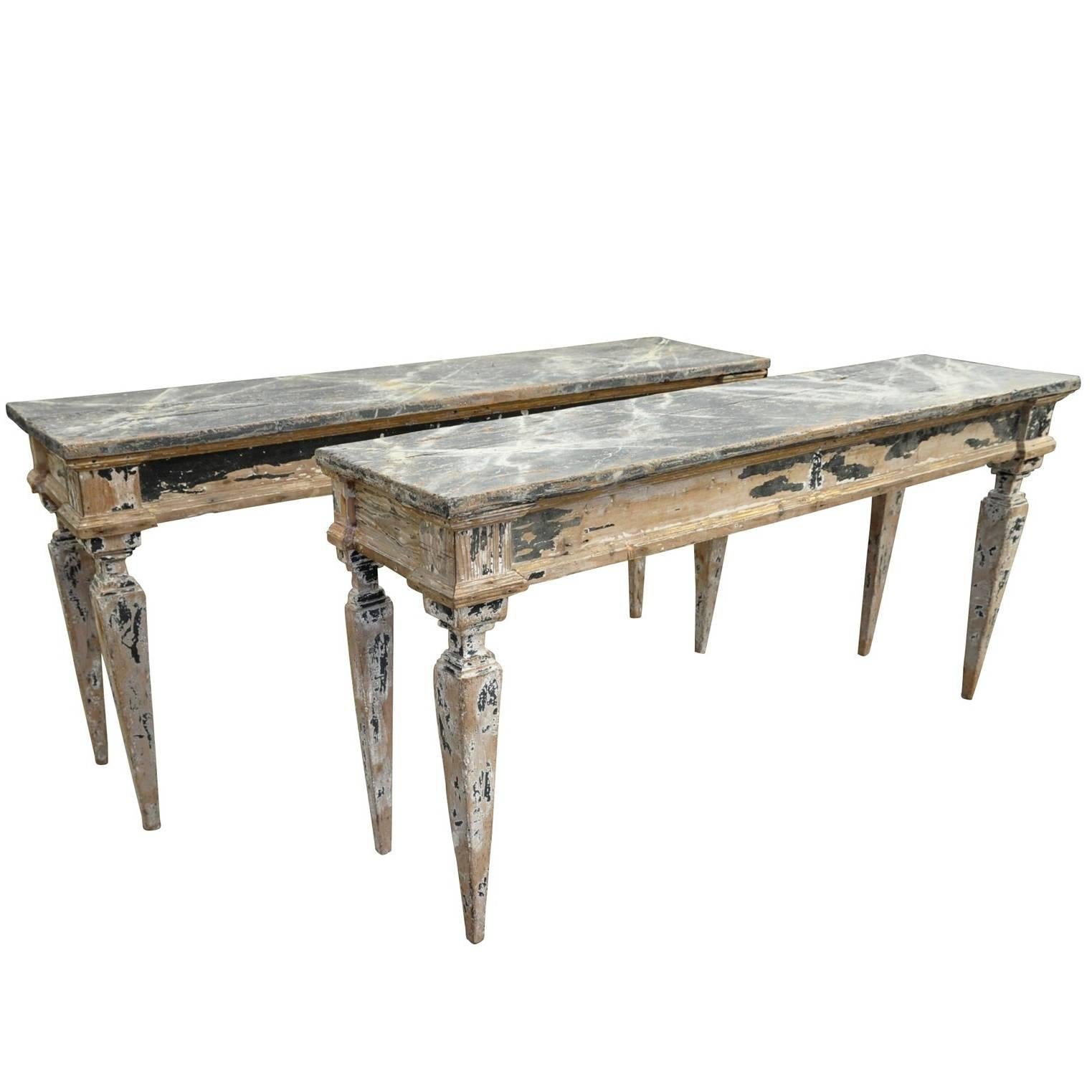 Pair of Spanish Painted Wood Console Tables