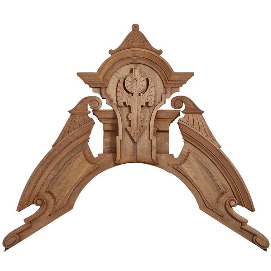 Victorian Carved Walnut Pediment with Scroll Motif, circa 1880s For Sale