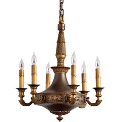 Ornate and Exemplary Classical Revival Six-Light Chandelier, circa 1920s