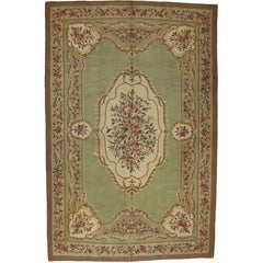 Antique French Aubusson Chinese Hooked Palace Size Rug with Chintz Style