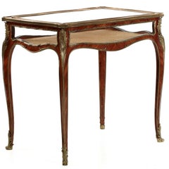 French Louis XV Style Collector's Vitrine Center Table Antique Gueridon, c. 1890
