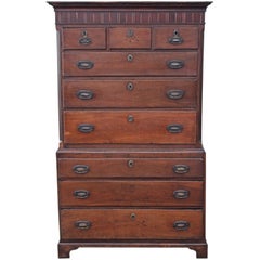 Antique Georgian 18th Century Oak Country Tallboy Chest on Chest of Drawers