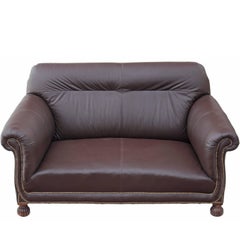 Antique Quality Late Victorian Leather Two-Seat Sofa, circa 1900