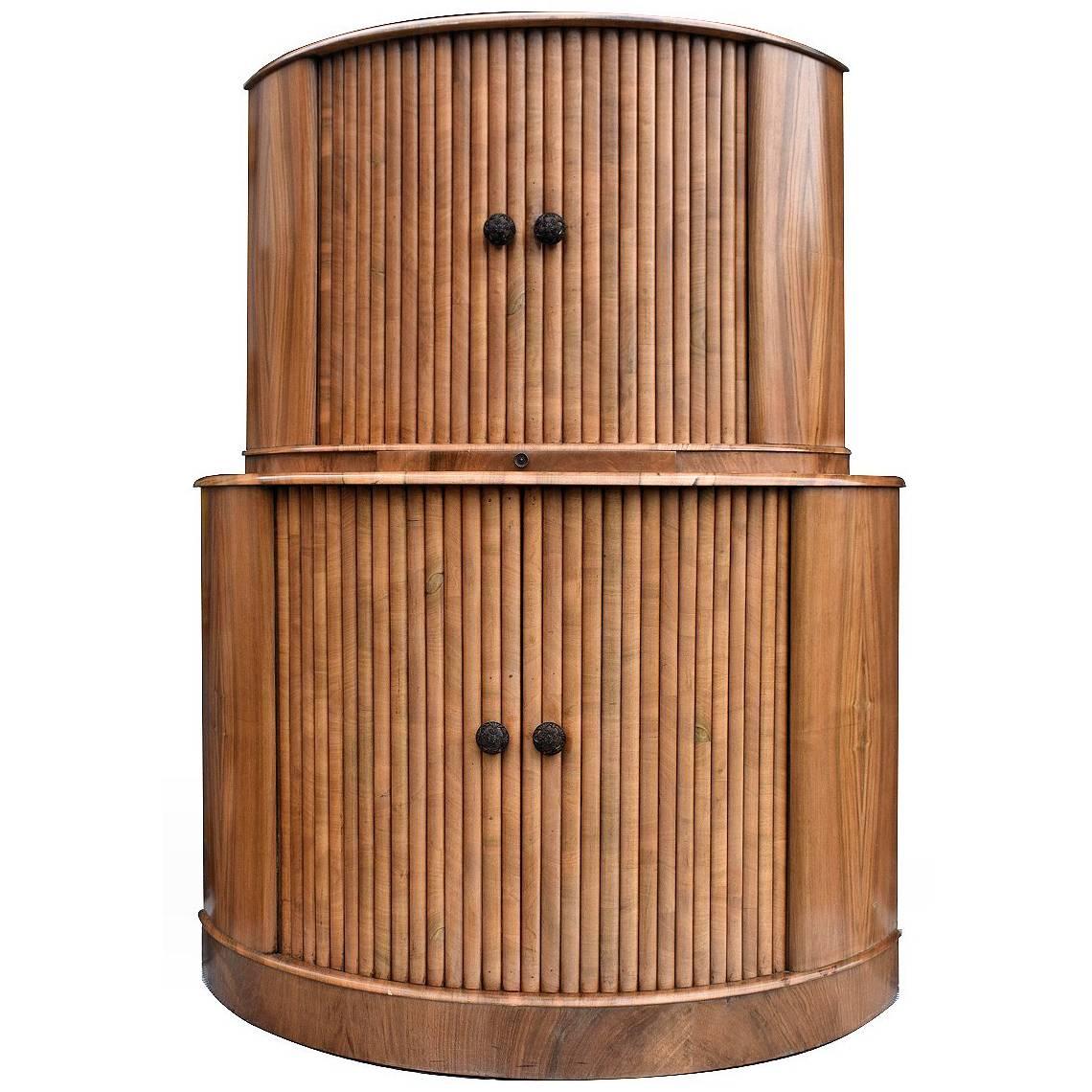 English Art Deco Walnut Cocktail Cabinet
