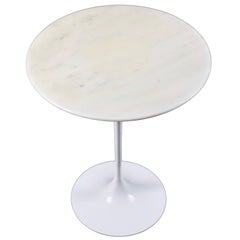 Vintage Knoll Eero Saarinen White Tulip Carrara Marble Side Table, Mid-Century Modern