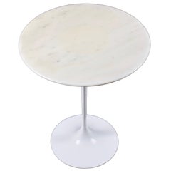 Knoll Eero Saarinen White Tulip Carrara Marble Side Table, Mid-Century Modern