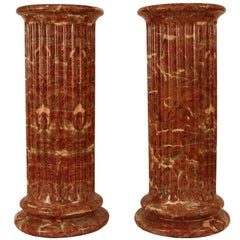 Pair of Scagliola Flutted Pedestal Columns