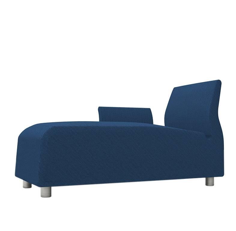 Contemporary Upholstered Lounge Sofa Conversation Blue Textile For Sale