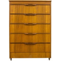 Vintage Danish Tallboy Chest Drawers with Inset Rosewood Handles G Plan Eames Era
