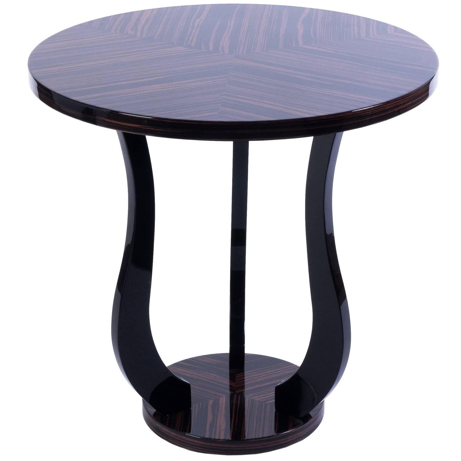 Sensational French Art Deco Style Tulip Side Table in Macassar