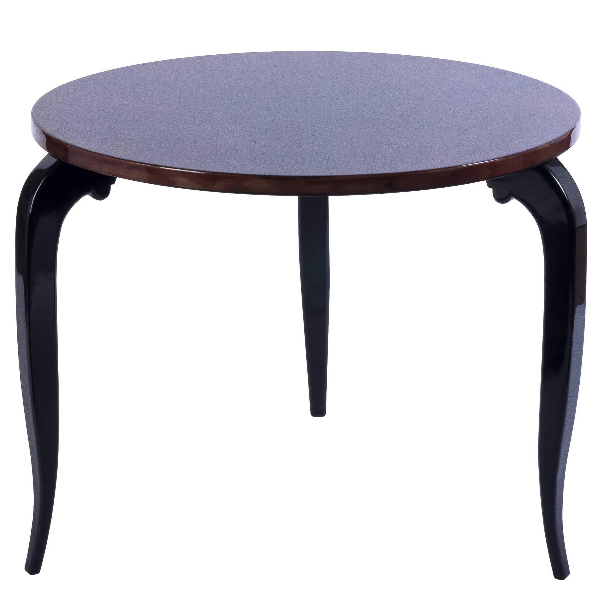 Art Deco Round Side Table in Zebra Wood