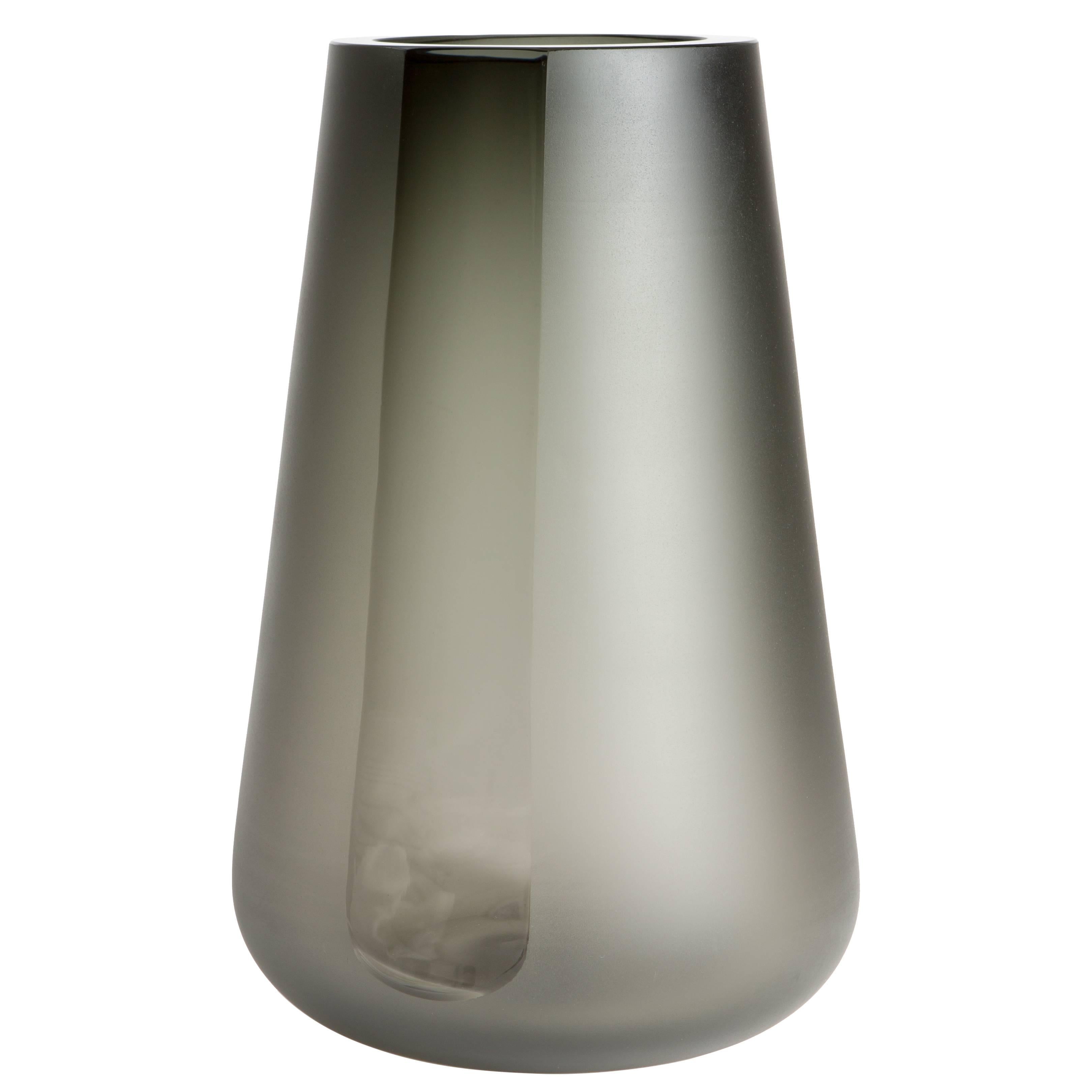 Handblown Smoke Grey Glass Porto Vase Extra Large, Andrew Hughes