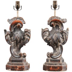 Pair of Italian Altar Table Lamps Fashioned from Antique Rococo Style Fragments