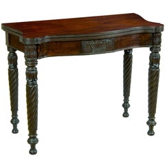 Carved Classical Mahogany Card Table with Basket Carving, Salem, circa 1810
