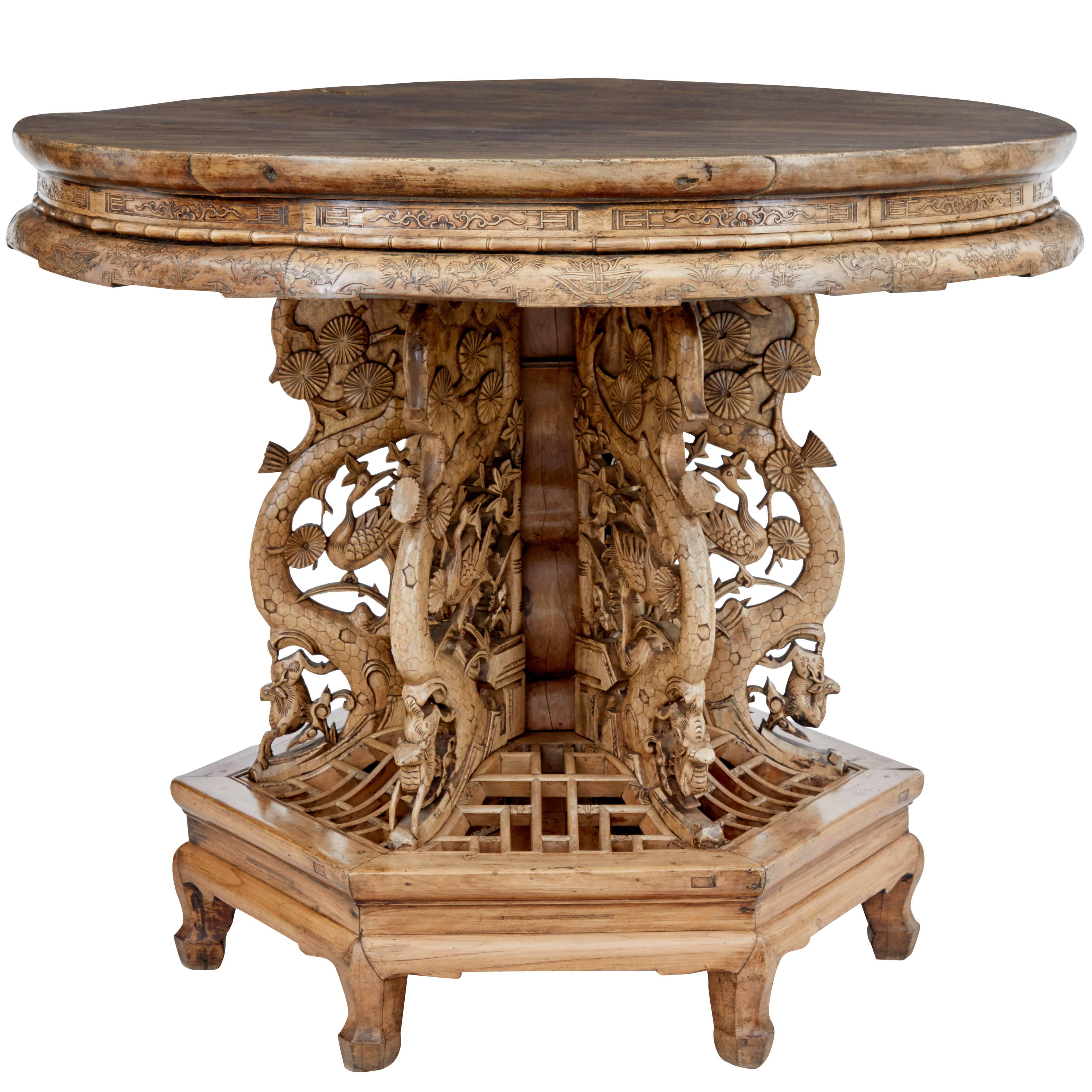 Native Center Table Early 18th Century Chinese Carved Nanmu Center Table at 1stDibs