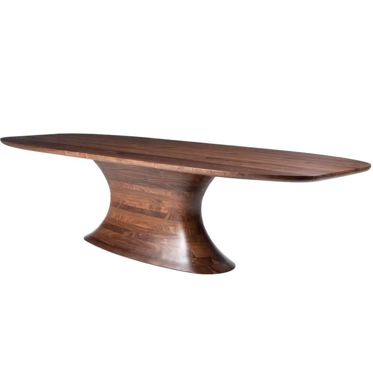 CONCAVE Statement Walnut Dining Table For Sale