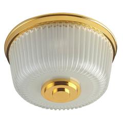  Italian Mid-Century Ribbed Glass Ceiling Fixture