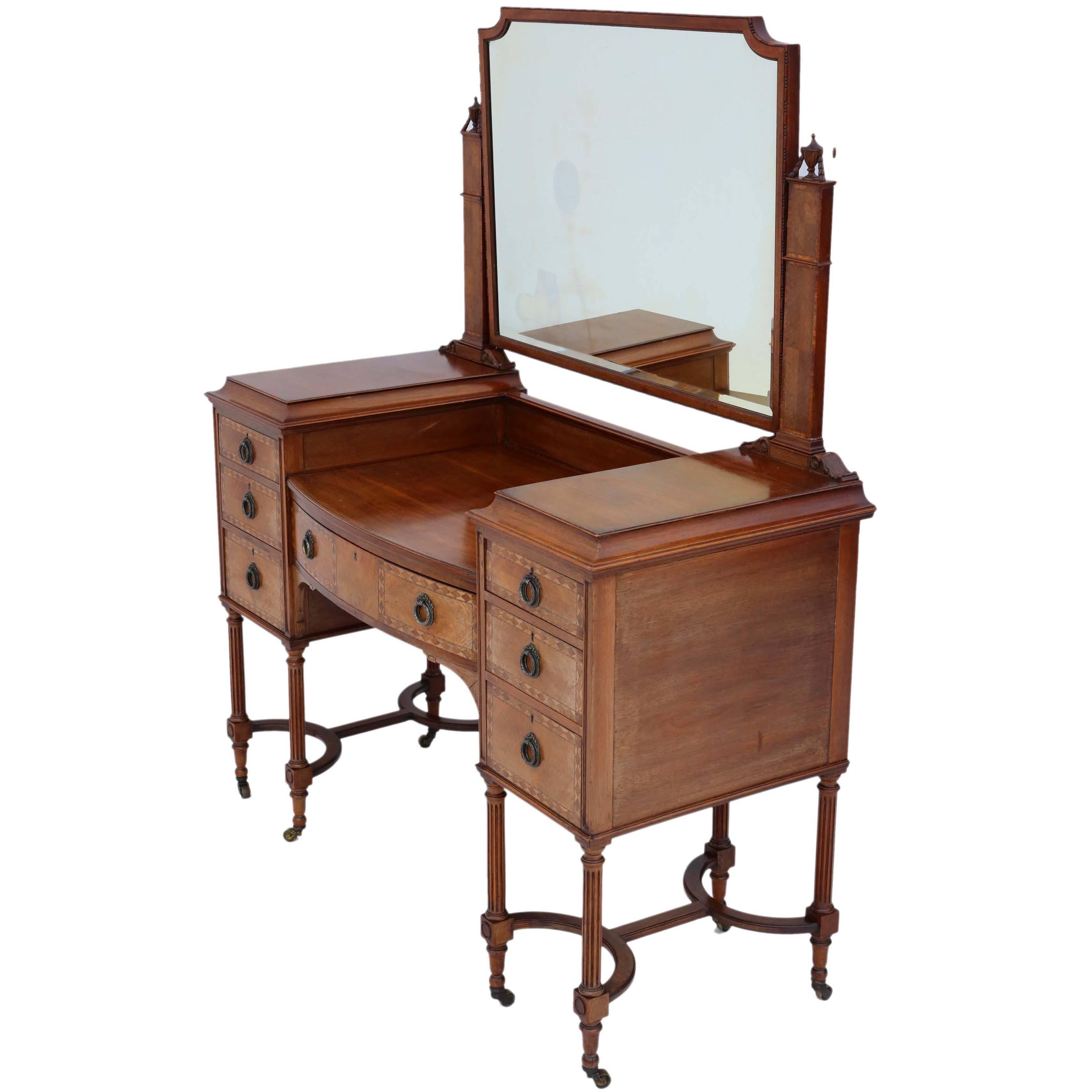 Antique Quality Edwardian circa 1900-1910 Inlaid Rosewood Dressing Table For Sale
