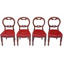 Antique Set of Four William IV Mahogany Balloon Back Dining Chairs, circa 1835