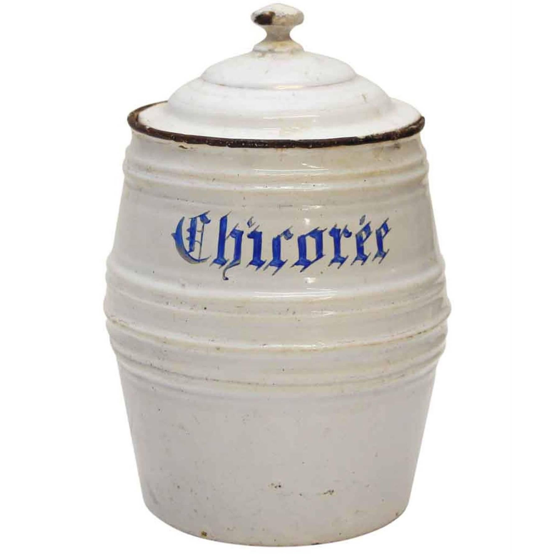 1950s White Chircoree French Kitchen Pot