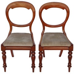 Antique Quality Pair of Victorian circa 1880 Mahogany Balloon Back Dining Chairs