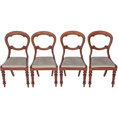 Quality Set of Four Victorian circa 1850 Mahogany Balloon Back Dining Chairs