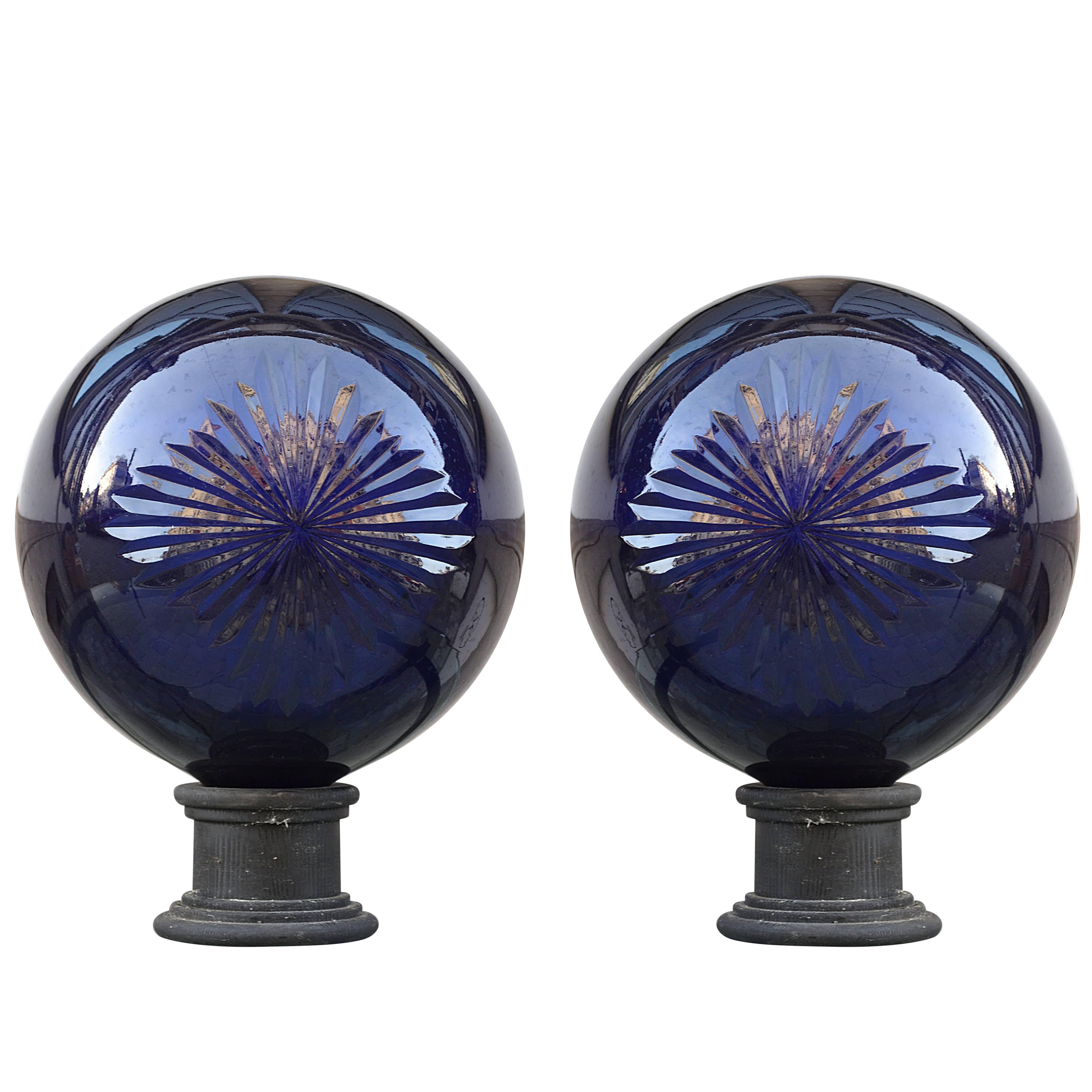 Apothecary Balls in Cobalt Blue Cut Crystal
