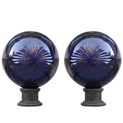 Bolas de Boticario de Cristal Tallado Azul Cobalto