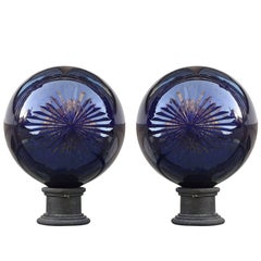 Vintage Apothecary Balls in Cobalt Blue Cut Crystal