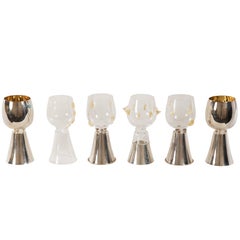 Set of Six Serego Alighieri Masi Pewter and Glass Goblets