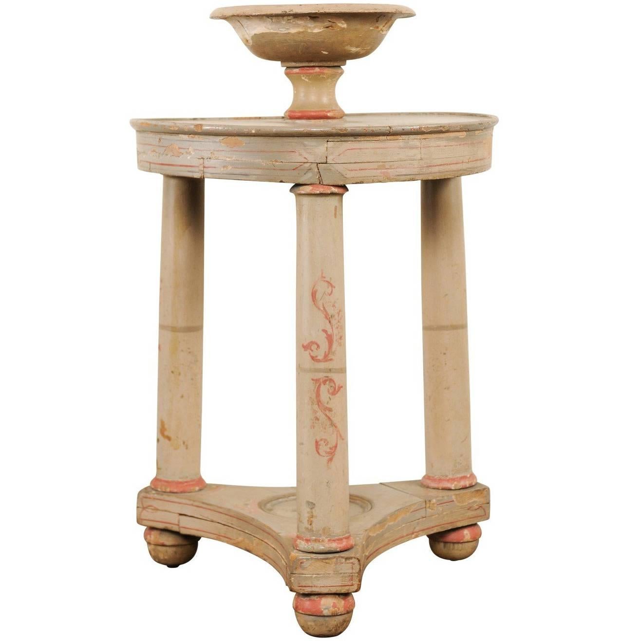 Italian Vintage Two-Tiered Gueridon Table with Original Old Hand-Painted Details For Sale