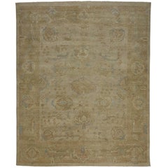 Contemporary Oushak Style Rug with Warm, Neutral Colors