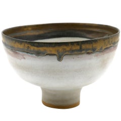 Lucie Rie White Bowl with Bronze Lip
