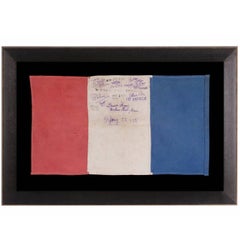 Drapeau de la libération française de la Seconde Guerre mondiale avec saluts américains "Hurrah for America" (Hourra pour l'Amérique)