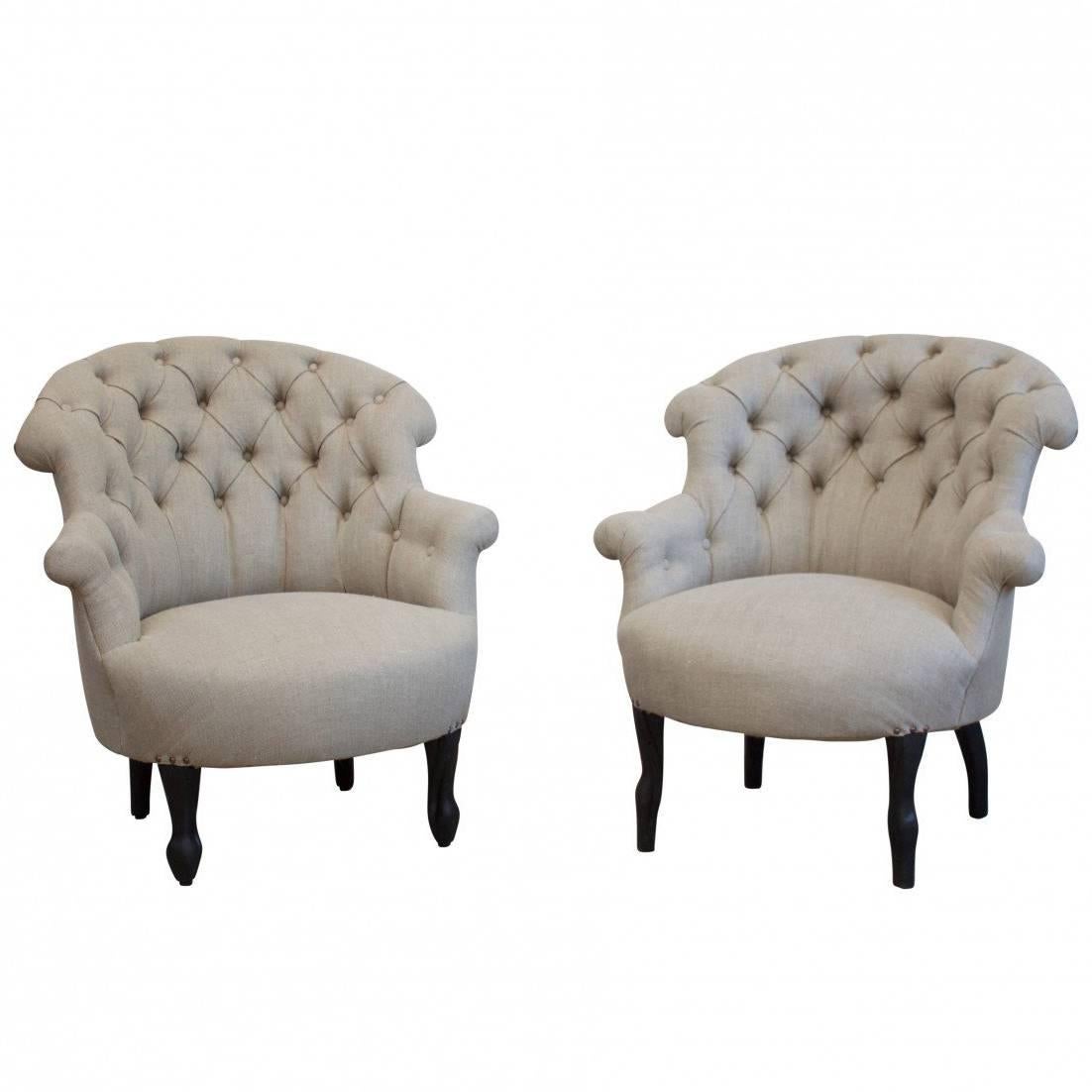 Near Matching Pair of French Armchairs