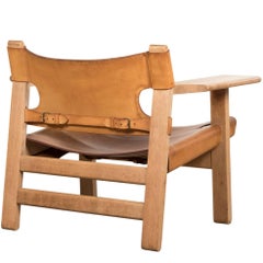 Borge Mogensen "Spanish" Chair in Cognac Leather and Oak for Fredericia, Denmark