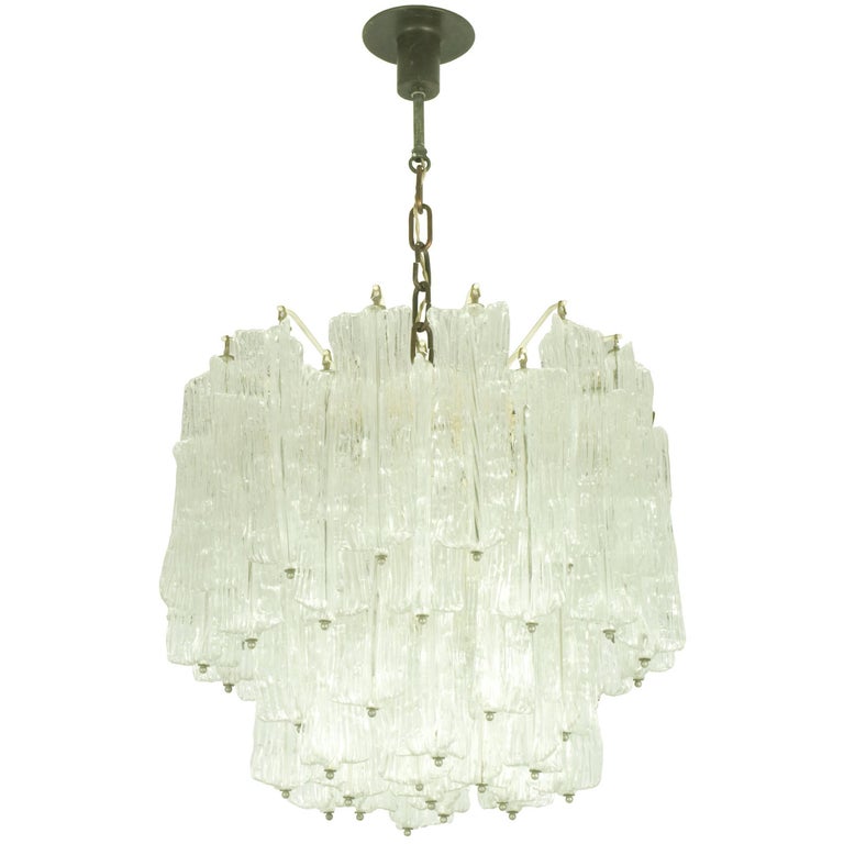 Vintage Italian Murano Waterfall Chandelier By Venini Circa 1960s Italian Murano Hand Made Glass Chandelier By Toni Zuccheri For Venini 1960s