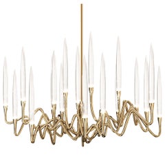 "Lampadario Il Pezzo 3 Round" - diametro 85cm/33.4" - ottone lucido - cristallo