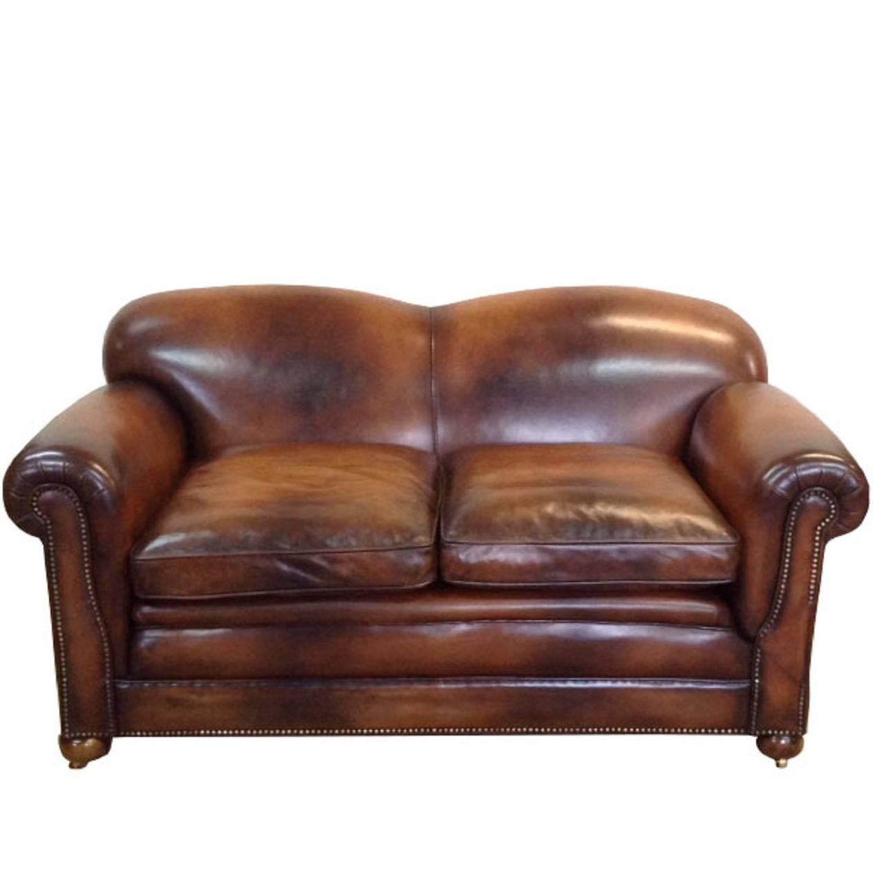 Antique Victorian Drop End Leather Sofa