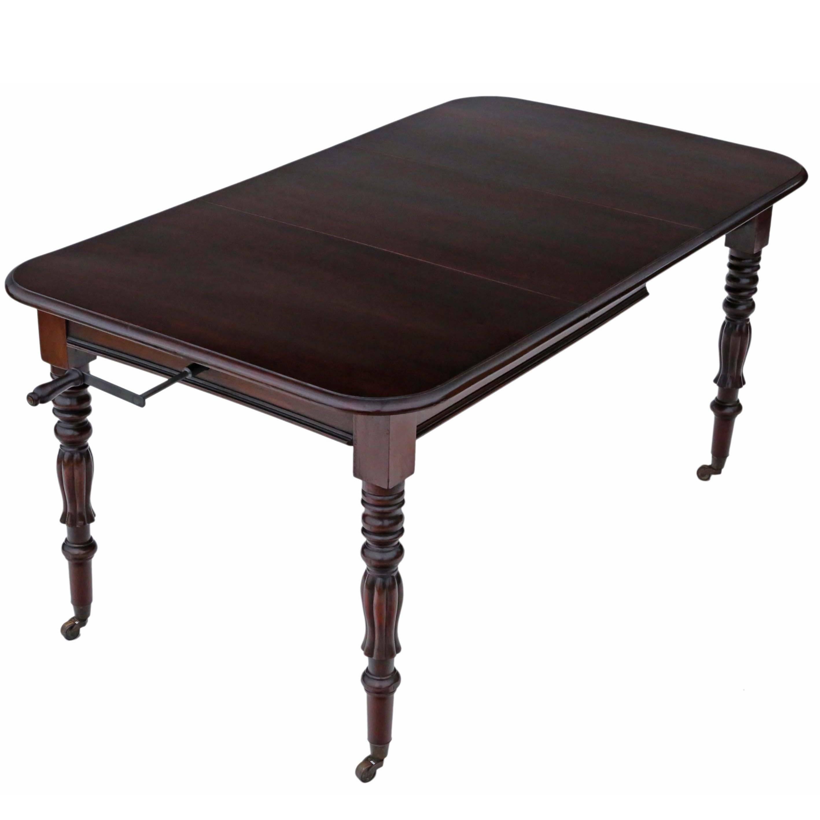 Antique Quality Victorian circa 1900 Mahogany Wind Out Extending Dining Table For Sale
