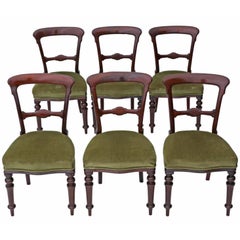 Antique Quality Set of Six Victorian Mahogany Balloon Back Dining Chairs