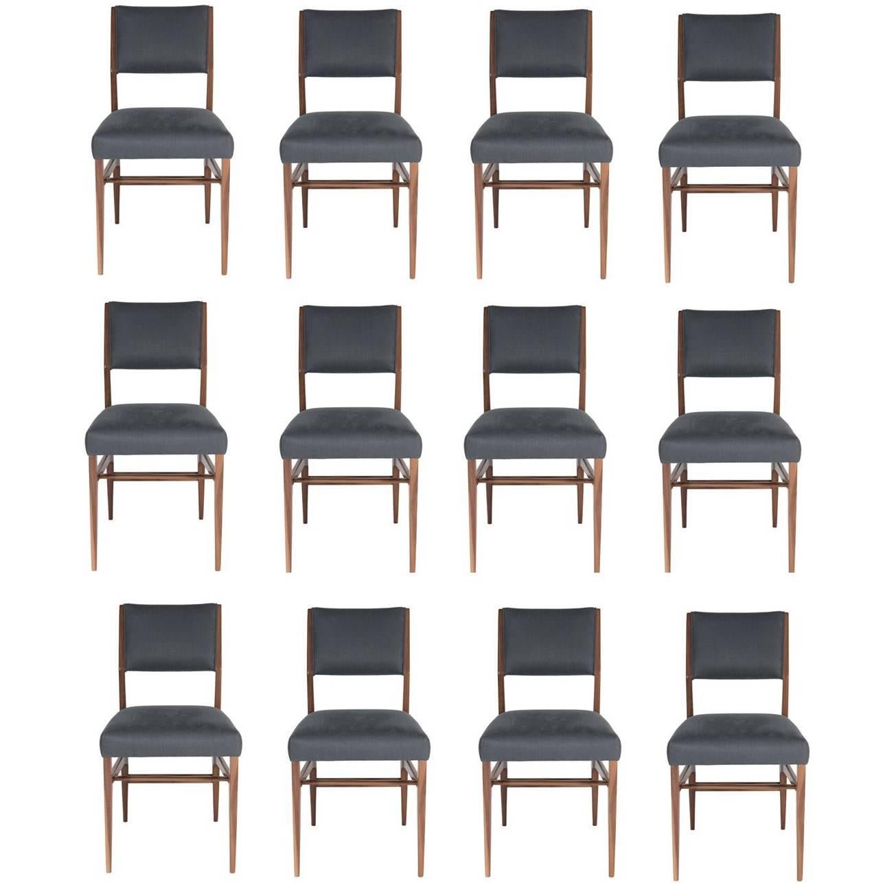 Set of 12 Maze Walnut Dining Chairs For Sale