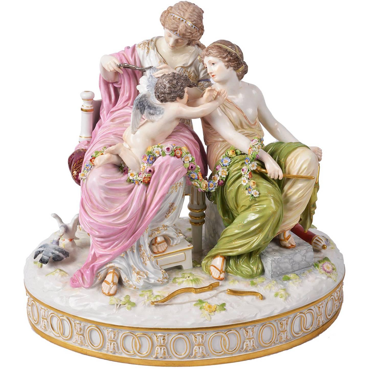 Meissen, Cupid in Trouble, 19th Century For Sale