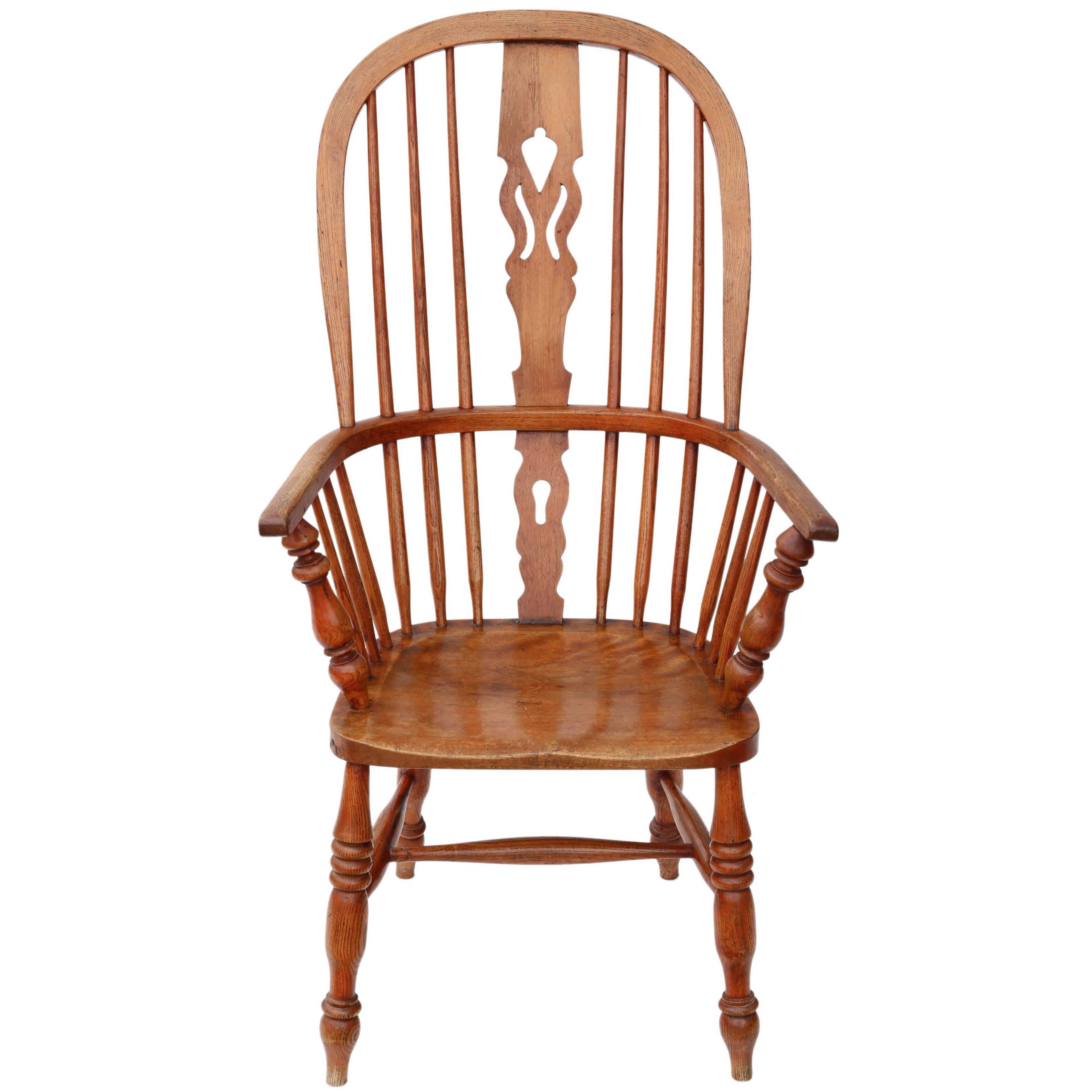 Antique Victorian circa 1840 Ash and Elm Windsor Armchair For Sale
