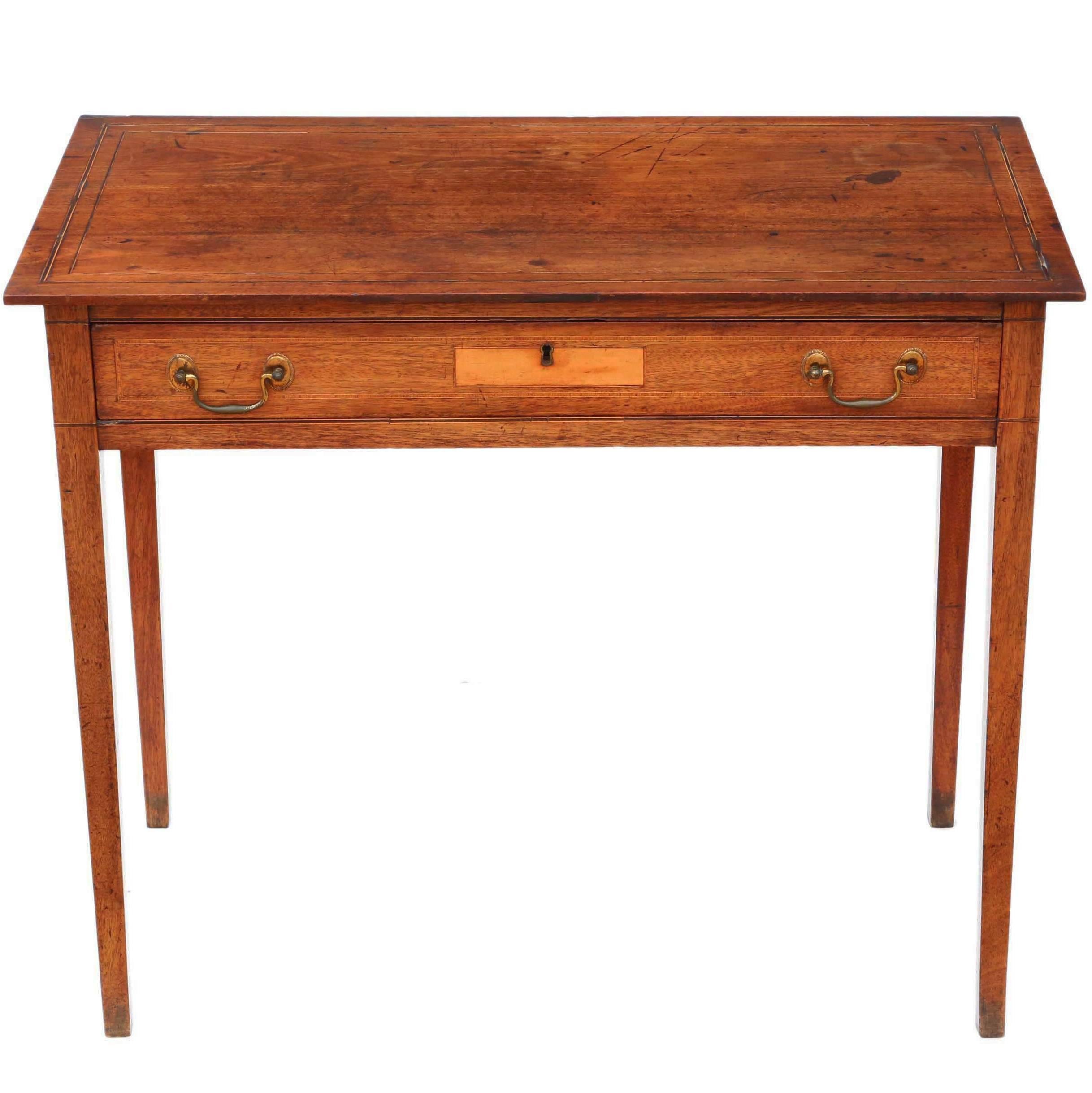 Antique Quality George III circa 1810 Inlaid Mahogany Desk or Writing Table For Sale