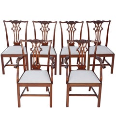 Antique Set of Six Mahogany Georgian Chippendale Style Dining Chairs