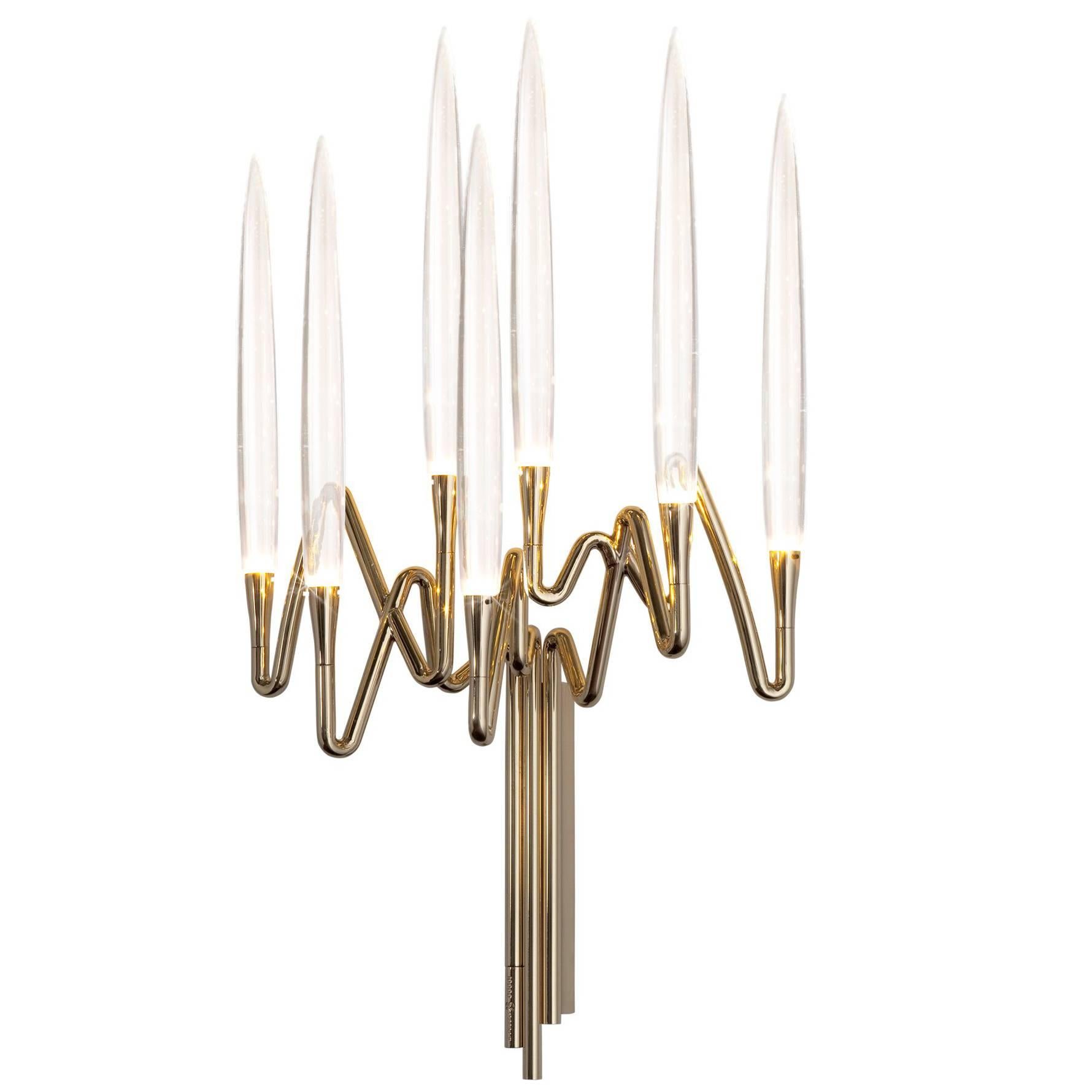 "Il Pezzo 3 Wall Sconce" LED wall lamp in gold plated brass