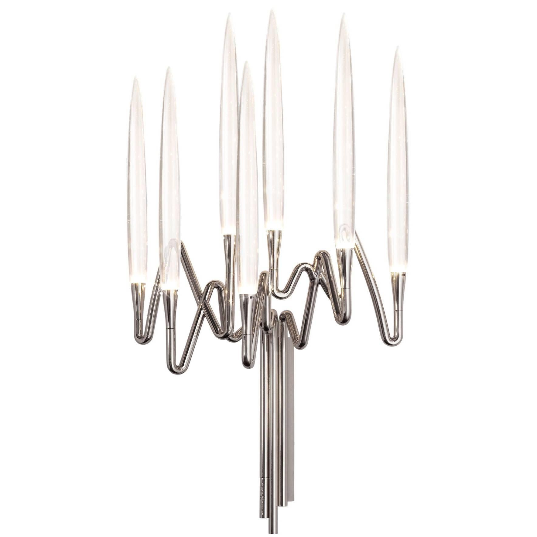 "Il Pezzo 3 Wall Sconce" - width 39cm/15.3" - nickel - crystal - LEDs For Sale