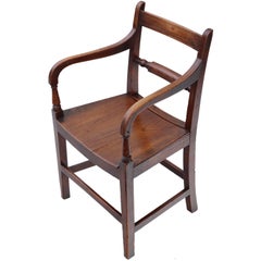 Antique Quality Georgian circa 1800 Elm Elbow Desk Chair