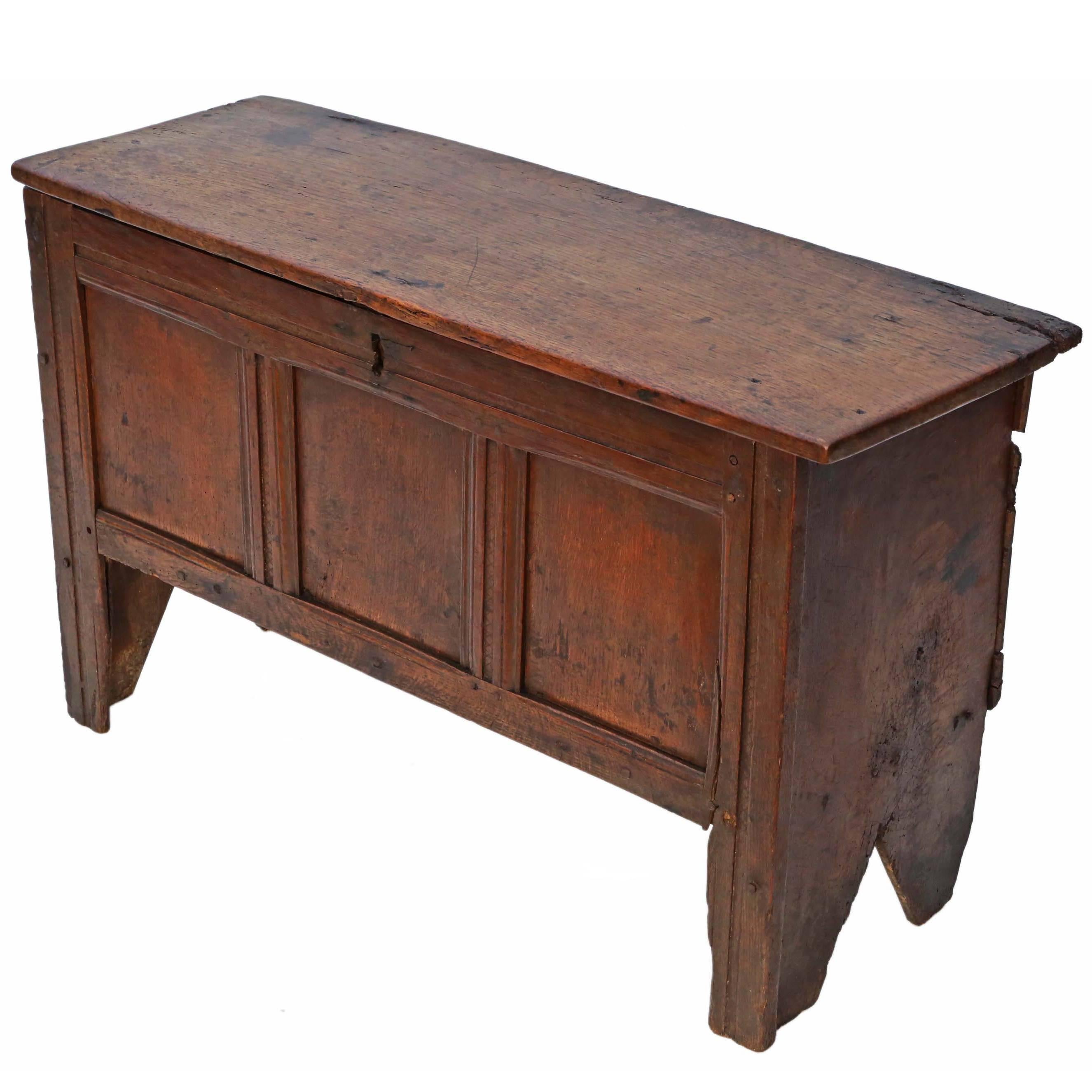 Antique Georgian 18th Century and Later Oak Coffer or Mule Chest For Sale